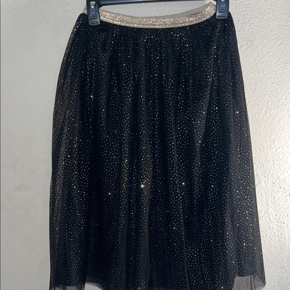 Cat & Jack Black and Gold Sparkle A-Line Skirt
